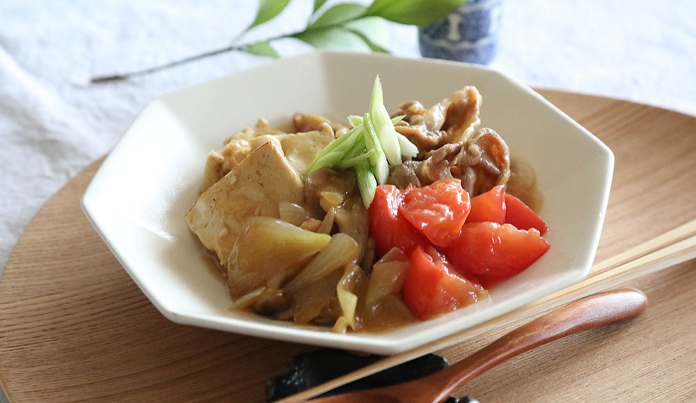 〜きのことトマトの冷やしカレー肉豆腐〜